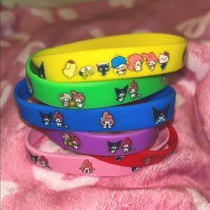 SANRIO CHARACTER COLORFUL RUBBER BAND SILICONE BRACELETS HELLO KITTY MY MELODY
